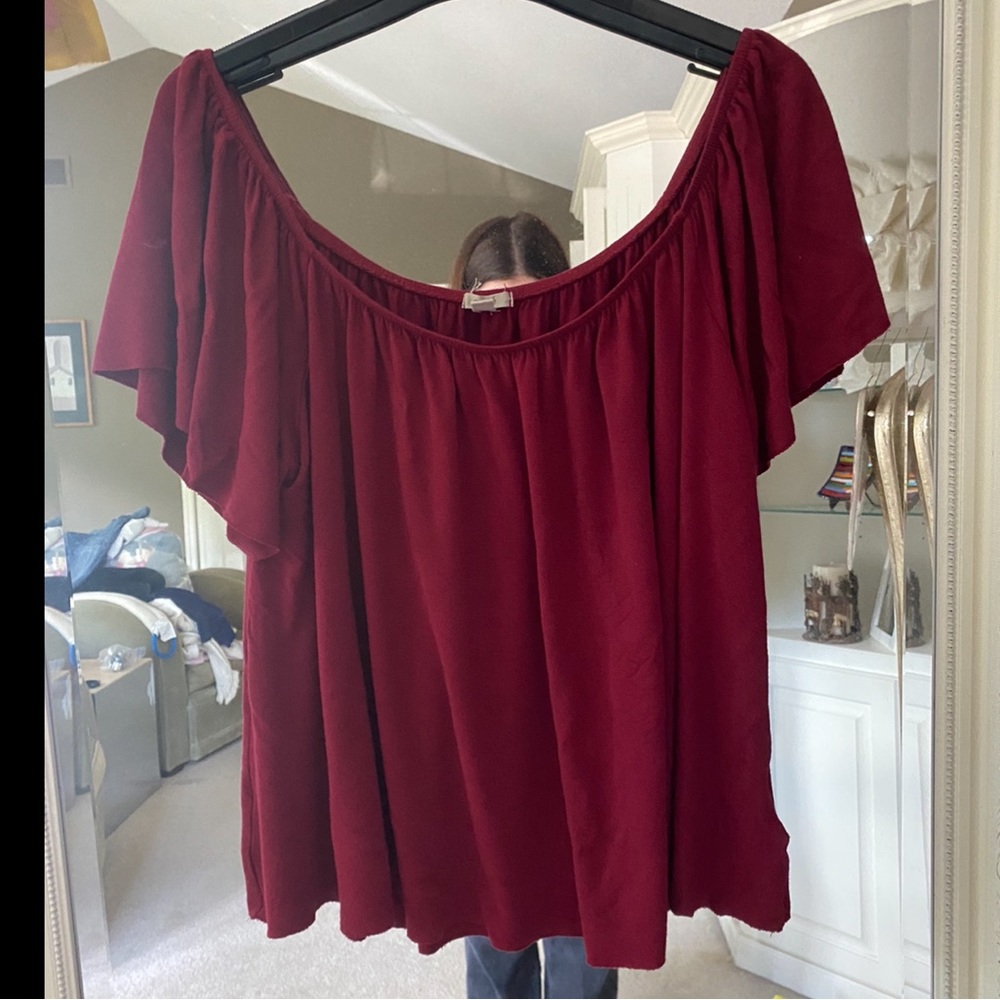 Dark Red/Maroon Off The Shoulder Top
